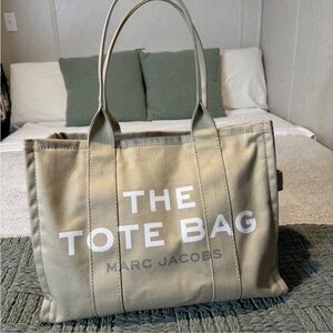 Marc Jacobs Khaki Tote with White Text